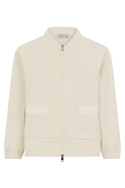 Moncler Zip-up Cotton-blend Jacket In White