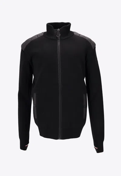 Moncler Zip-up High-neck Cardigan In Black