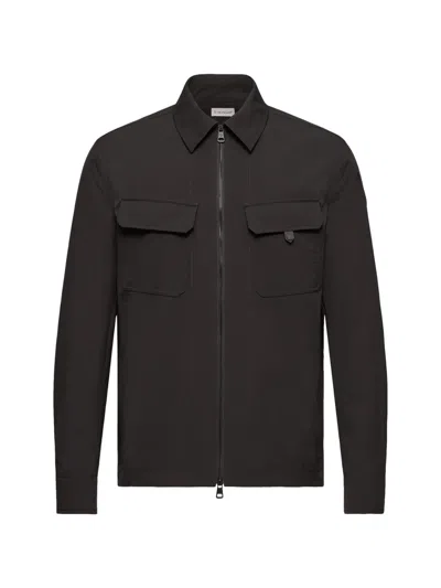Moncler Zip-up Logo-patch Shirt In Black