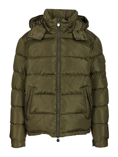 Moncler Men Baudinet Down Jacket With Logo Patch In Green