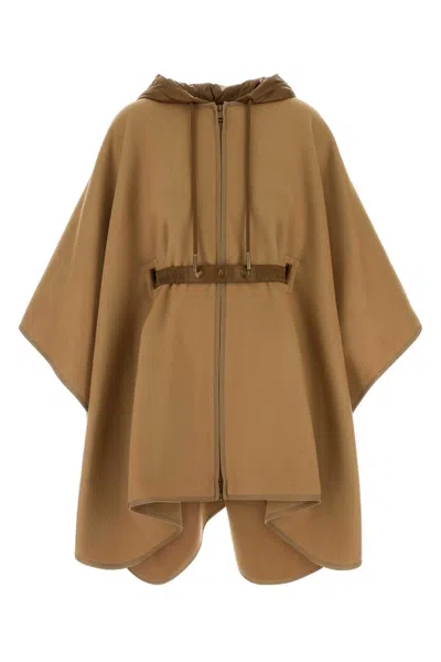 Moncler -style Camel Wool Blend Cape For Women