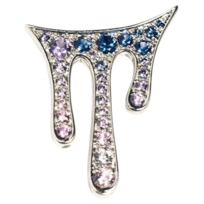 Pre-owned Moncomble Paris Arc-en-ciel Earring In 18k Gold And Sapphires By  In Multi
