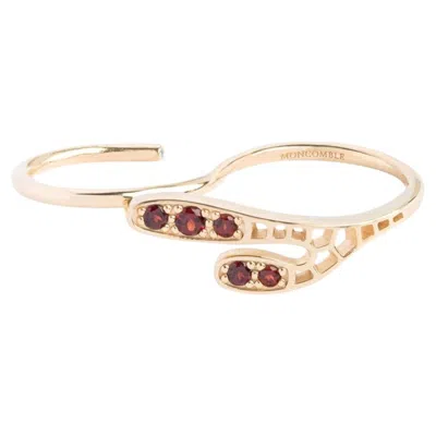Pre-owned Moncomble Paris Honeymoon L'exquise Two Finger Ring In Silver 925 & Garnets By  In Multi