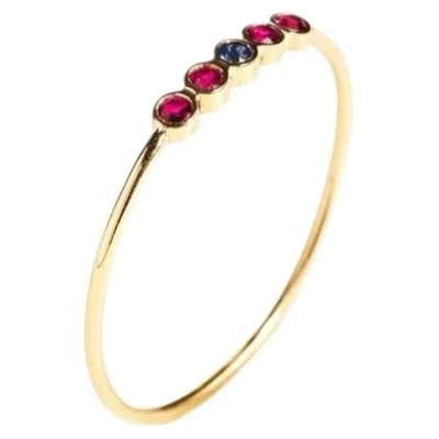Pre-owned Moncomble Paris Je T'aime Temps L'hypernova Five Stone Ring In 18k Gold By  In Multi