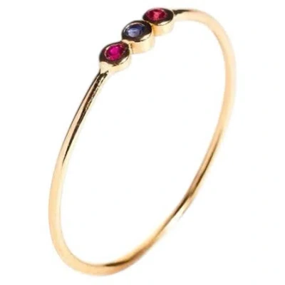 Pre-owned Moncomble Paris Je T'aime Temps Supernova Ring In 18k Yellow Gold & Gemstones By