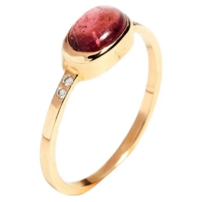 Pre-owned Moncomble Paris La Crépuscule Wedding Ring In 18k Gold With Red Tourmaline By