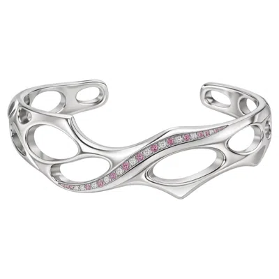 Pre-owned Moncomble Paris Rose Warrior Bracelet In Silver With Sapphires & Diamonds By  In Red