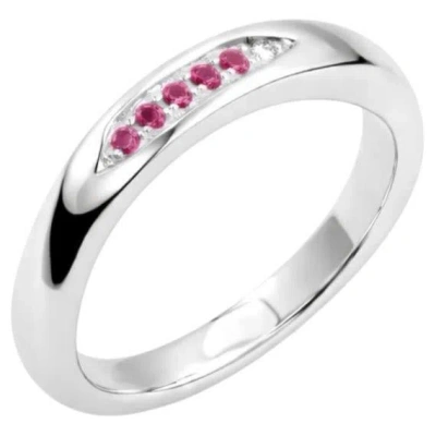 Pre-owned Moncomble Paris Solo Rose Warrior Ring In Silver With Sapphires & Diamond By  In Red