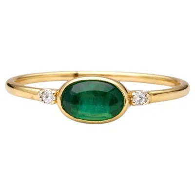 Pre-owned Moncomble Paris Tourmaline Halo Wedding Ring In 18k Gold With Diamonds By  In Multi