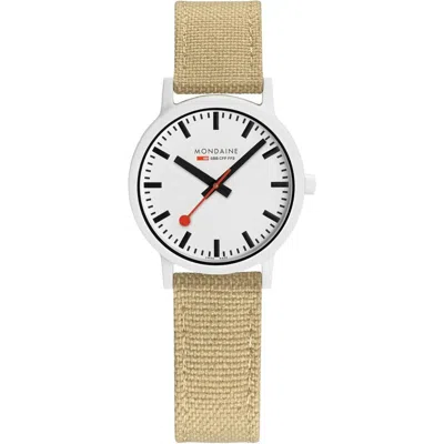 Pre-owned Mondaine Ladies Watch Wristwatch 1 1/4in Ms1.32110.ls Essence Textile