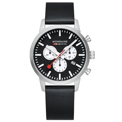 Pre-owned Mondaine Men's Chrono Watch Msd.41420.lbv Sapphire Glass 41mm