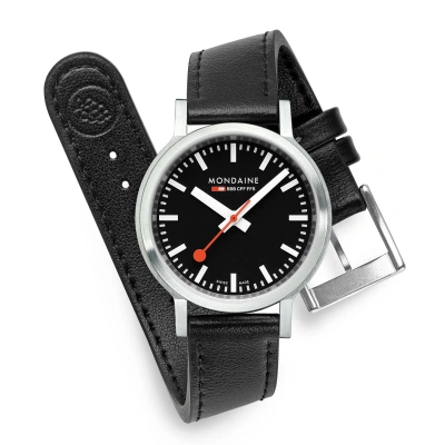 Pre-owned Mondaine Mst.34020.lbv.set Ladies Watch Black Stop2go Sapphire Glass, 34mm