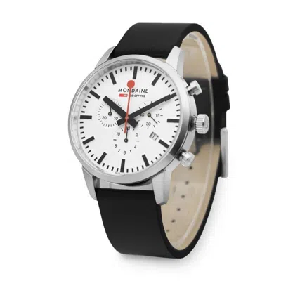 Pre-owned Mondaine Original  Quartz Watch 41mm 5atm Leather Band Chronograph Swiss Made Men