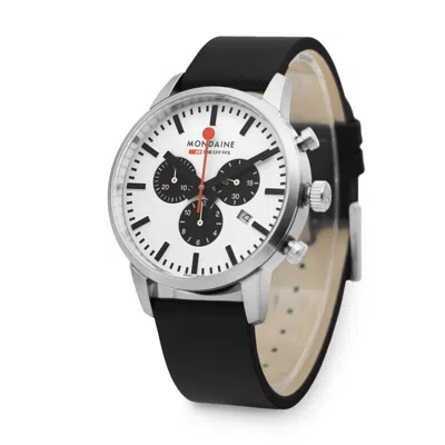 Pre-owned Mondaine Original  Quartz Watch Men 41mm 5atm Leather Band Chronograph Swiss Made