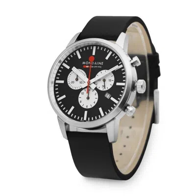 Pre-owned Mondaine Original  Quartz Watch Men 41mm 5atm Leather Band Chronograph Swiss Made