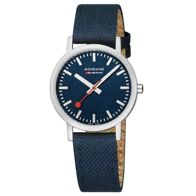Pre-owned Mondaine Unisex Watch Classic 36 Mm A660.30314.40sbd Textile