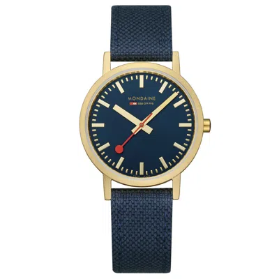 Pre-owned Mondaine Unisex Watch Classic Wrist Watch 1 13/32in A660.30314.40sbq Textile
