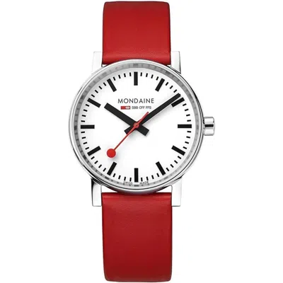 Pre-owned Mondaine Unisex Watch Classic 35 Mm Mse.35110.lcv Leather