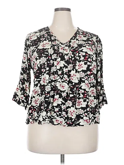 Pre-owned Monday Fun 3/4 Sleeve Blouse In Black