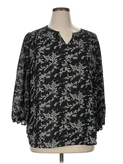 Pre-owned Monday Fun 3/4 Sleeve Blouse In Black