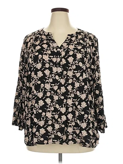 Pre-owned Monday Fun 3/4 Sleeve Blouse In Black