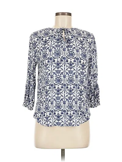 Pre-owned Monday Fun 3/4 Sleeve Blouse In Blue