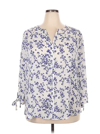 Pre-owned Monday Fun 3/4 Sleeve Blouse In Blue