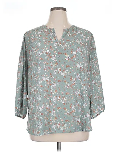 Pre-owned Monday Fun 3/4 Sleeve Blouse In Blue