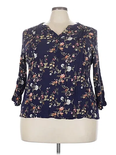 Pre-owned Monday Fun 3/4 Sleeve Blouse In Blue