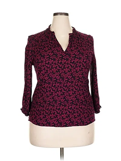 Pre-owned Monday Fun 3/4 Sleeve Blouse In Burgundy