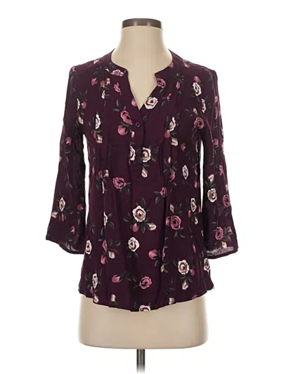 Pre-owned Monday Fun 3/4 Sleeve Blouse In Burgundy