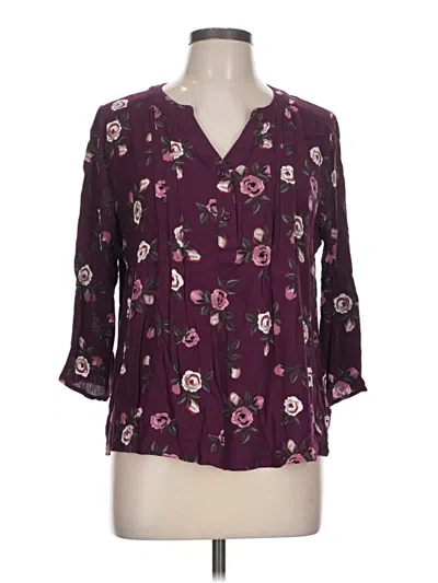 Pre-owned Monday Fun 3/4 Sleeve Blouse In Burgundy