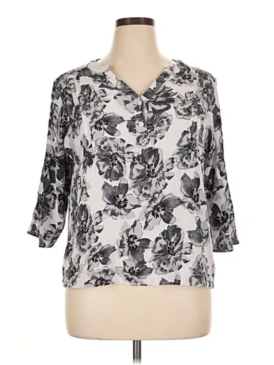 Pre-owned Monday Fun 3/4 Sleeve Blouse In Gray