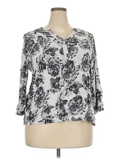 Pre-owned Monday Fun 3/4 Sleeve Blouse In Gray