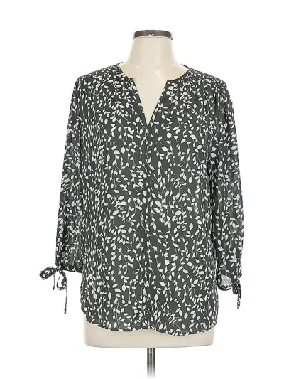 Pre-owned Monday Fun 3/4 Sleeve Blouse In Green