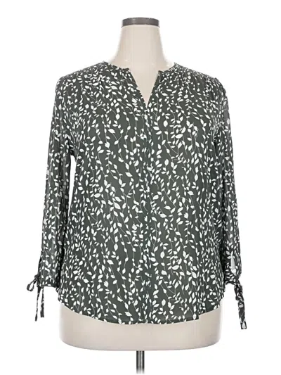 Pre-owned Monday Fun 3/4 Sleeve Blouse In Green