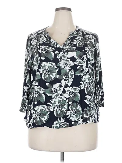 Pre-owned Monday Fun 3/4 Sleeve Blouse In Green