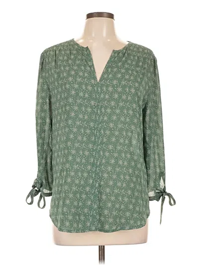 Pre-owned Monday Fun 3/4 Sleeve Blouse In Green