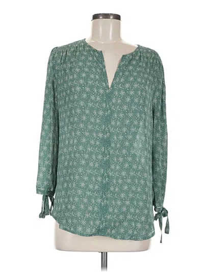 Pre-owned Monday Fun 3/4 Sleeve Blouse In Green