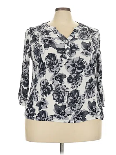 Pre-owned Monday Fun 3/4 Sleeve Blouse In Ivory