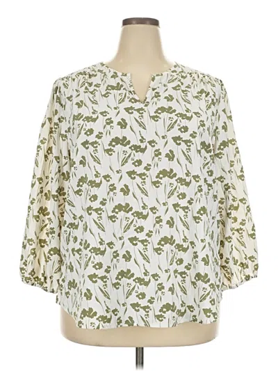 Pre-owned Monday Fun 3/4 Sleeve Blouse In Ivory
