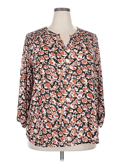Pre-owned Monday Fun 3/4 Sleeve Blouse In Orange