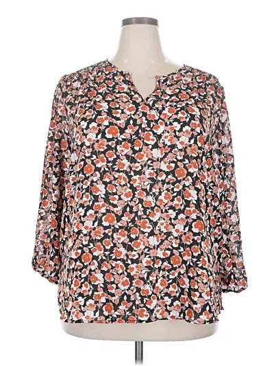 Pre-owned Monday Fun 3/4 Sleeve Blouse In Orange
