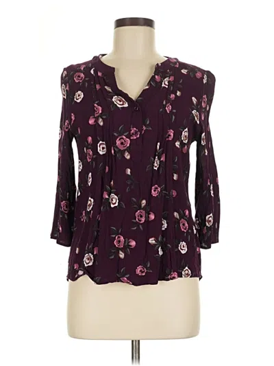 Pre-owned Monday Fun 3/4 Sleeve Blouse In Purple