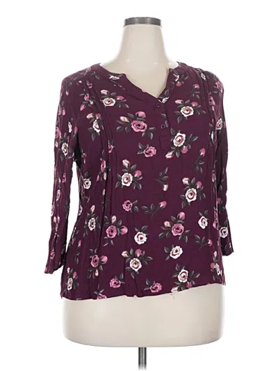 Pre-owned Monday Fun 3/4 Sleeve Blouse In Purple