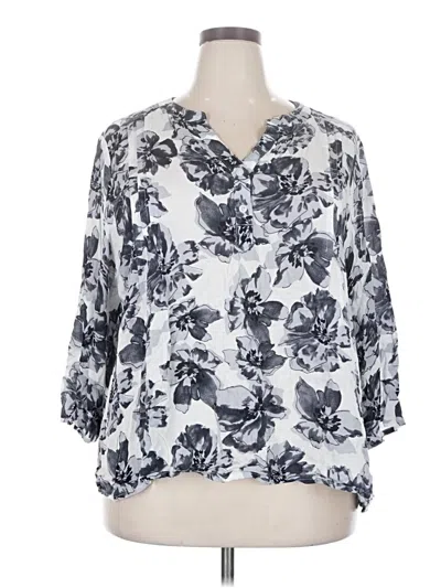 Pre-owned Monday Fun 3/4 Sleeve Blouse In Silver