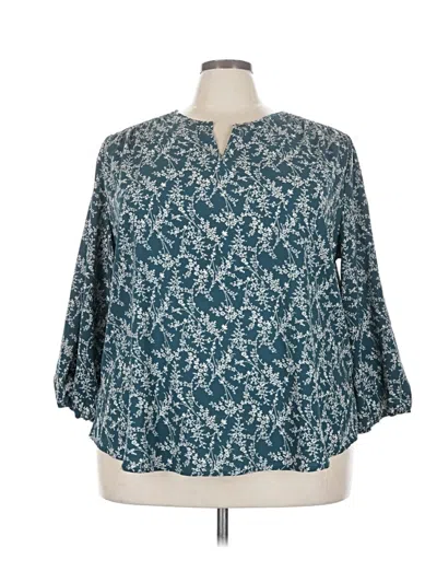 Pre-owned Monday Fun 3/4 Sleeve Blouse In Teal