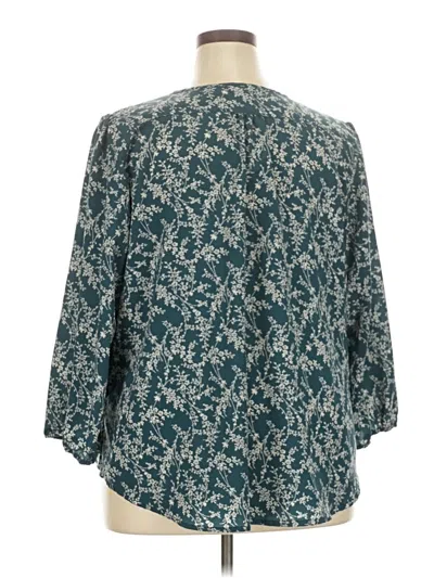 Pre-owned Monday Fun 3/4 Sleeve Blouse In Teal