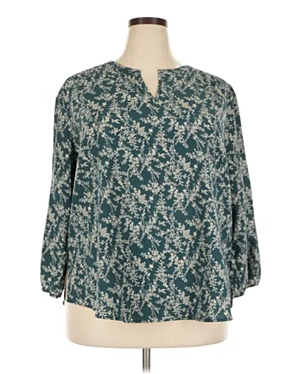 Pre-owned Monday Fun 3/4 Sleeve Blouse In Teal