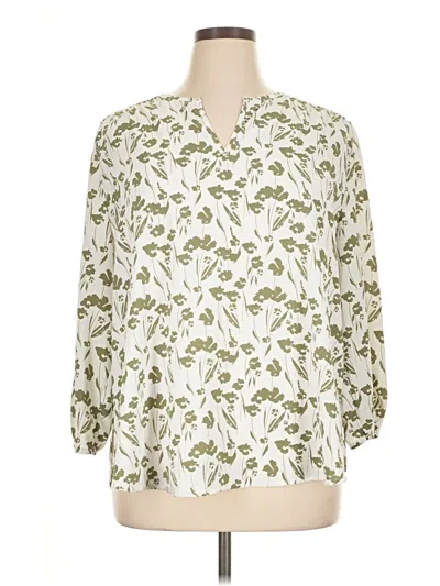 Pre-owned Monday Fun 3/4 Sleeve Blouse In White